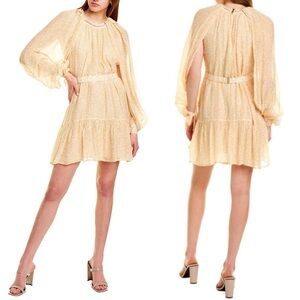 NWT Sabina Musayev Harriet Dress Yellow Print‎ Size XS Silk Blend Mini Shift NEW
